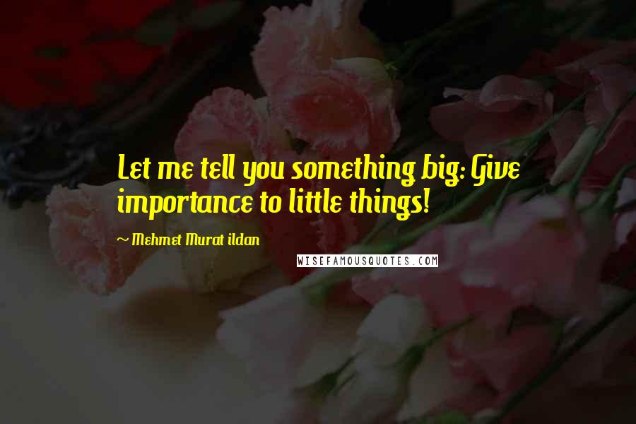 Mehmet Murat Ildan Quotes: Let me tell you something big: Give importance to little things!