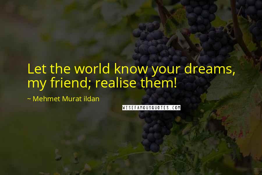 Mehmet Murat Ildan Quotes: Let the world know your dreams, my friend; realise them!