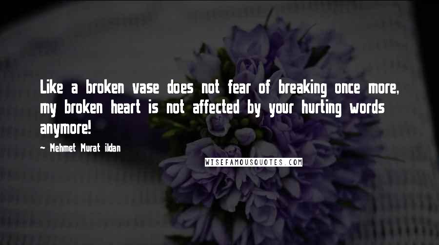 Mehmet Murat Ildan Quotes: Like a broken vase does not fear of breaking once more, my broken heart is not affected by your hurting words anymore!