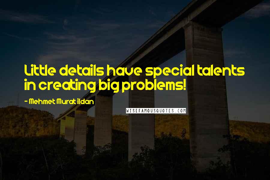 Mehmet Murat Ildan Quotes: Little details have special talents in creating big problems!