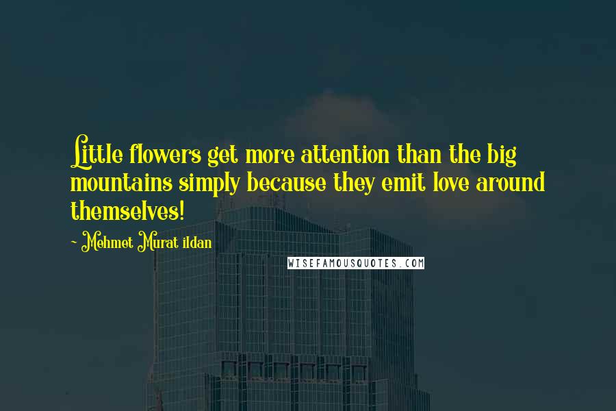 Mehmet Murat Ildan Quotes: Little flowers get more attention than the big mountains simply because they emit love around themselves!