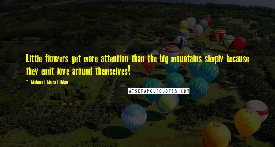 Mehmet Murat Ildan Quotes: Little flowers get more attention than the big mountains simply because they emit love around themselves!