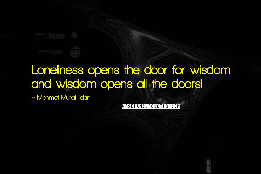 Mehmet Murat Ildan Quotes: Loneliness opens the door for wisdom and wisdom opens all the doors!