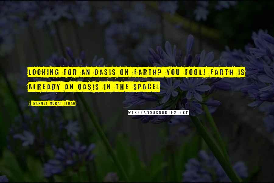 Mehmet Murat Ildan Quotes: Looking for an oasis on earth? You fool! Earth is already an oasis in the space!