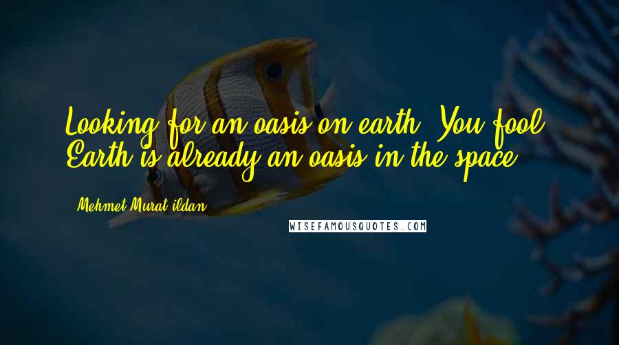 Mehmet Murat Ildan Quotes: Looking for an oasis on earth? You fool! Earth is already an oasis in the space!