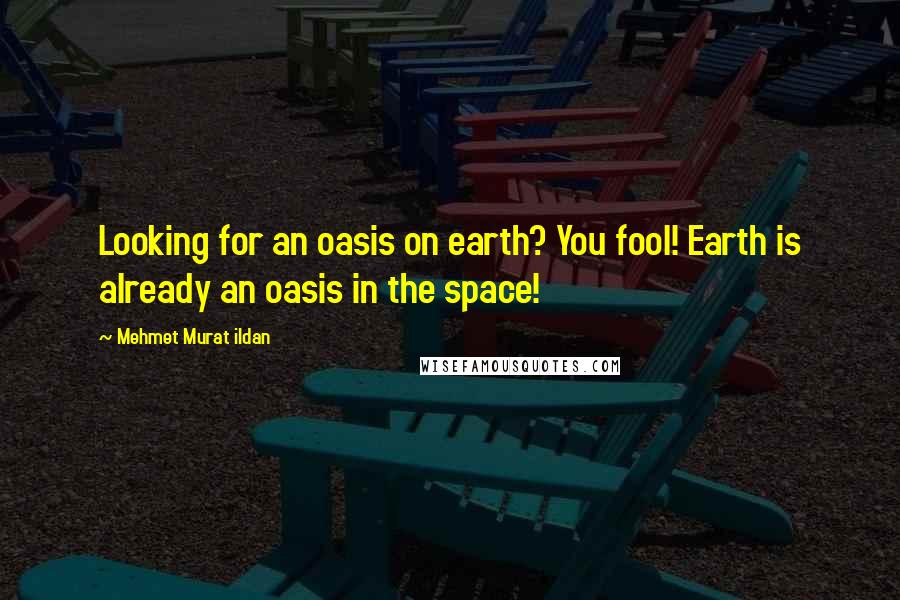 Mehmet Murat Ildan Quotes: Looking for an oasis on earth? You fool! Earth is already an oasis in the space!