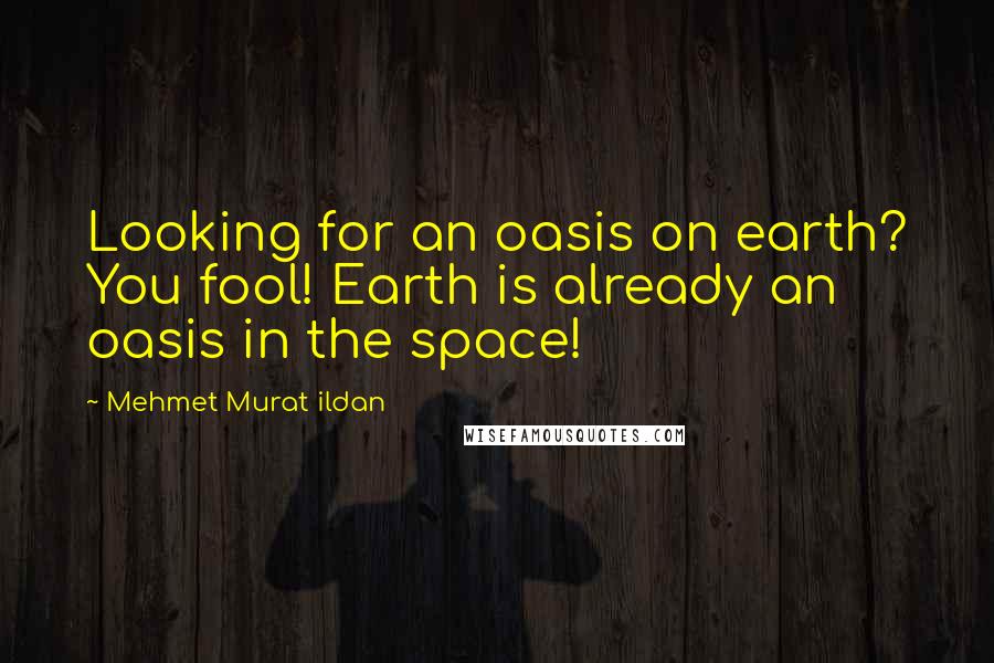 Mehmet Murat Ildan Quotes: Looking for an oasis on earth? You fool! Earth is already an oasis in the space!