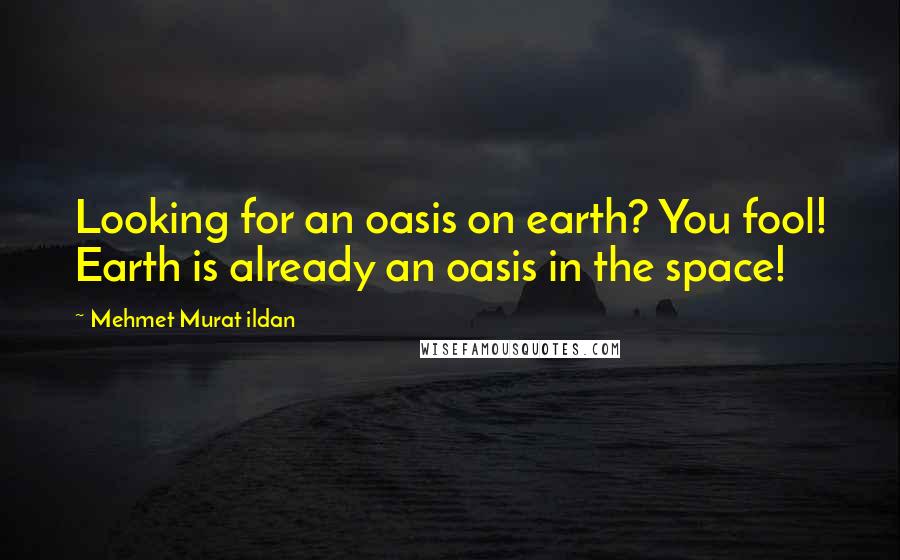 Mehmet Murat Ildan Quotes: Looking for an oasis on earth? You fool! Earth is already an oasis in the space!