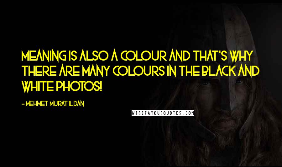 Mehmet Murat Ildan Quotes: Meaning is also a colour and that's why there are many colours in the black and white photos!