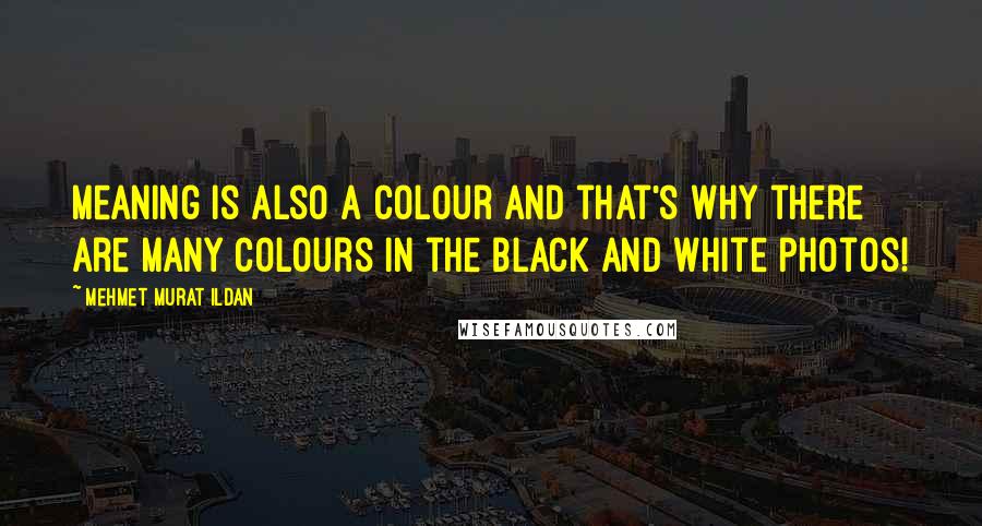 Mehmet Murat Ildan Quotes: Meaning is also a colour and that's why there are many colours in the black and white photos!