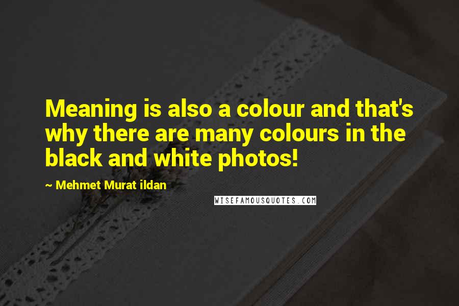 Mehmet Murat Ildan Quotes: Meaning is also a colour and that's why there are many colours in the black and white photos!