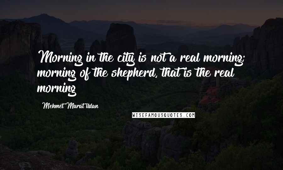 Mehmet Murat Ildan Quotes: Morning in the city is not a real morning; morning of the shepherd, that is the real morning!