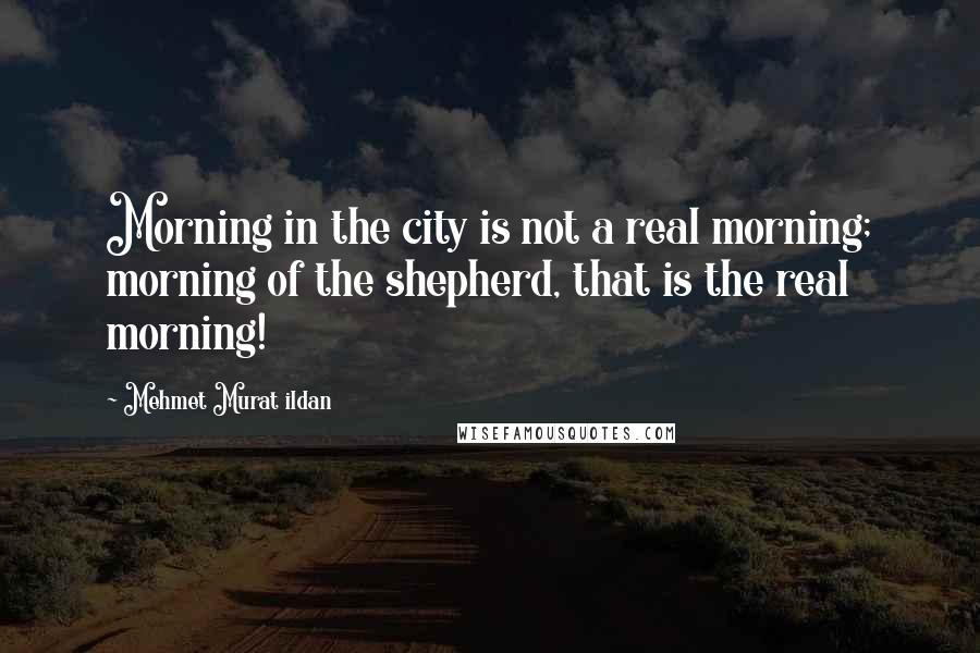 Mehmet Murat Ildan Quotes: Morning in the city is not a real morning; morning of the shepherd, that is the real morning!