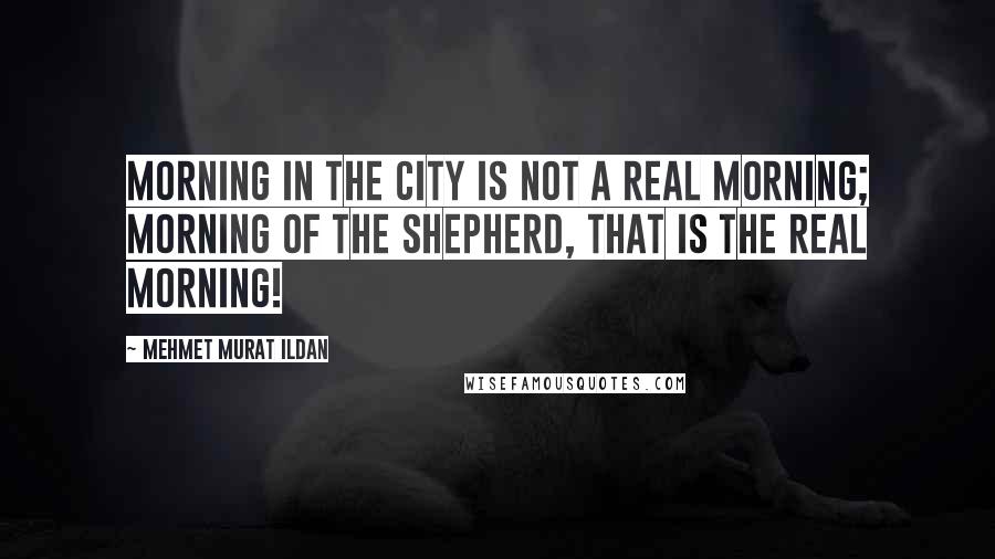 Mehmet Murat Ildan Quotes: Morning in the city is not a real morning; morning of the shepherd, that is the real morning!