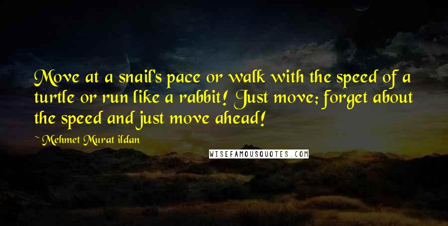 Mehmet Murat Ildan Quotes: Move at a snail's pace or walk with the speed of a turtle or run like a rabbit! Just move; forget about the speed and just move ahead!