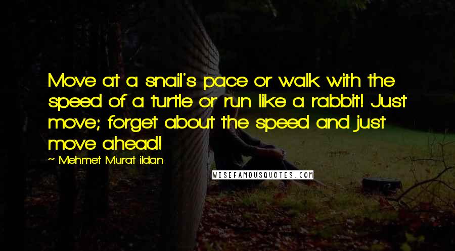 Mehmet Murat Ildan Quotes: Move at a snail's pace or walk with the speed of a turtle or run like a rabbit! Just move; forget about the speed and just move ahead!