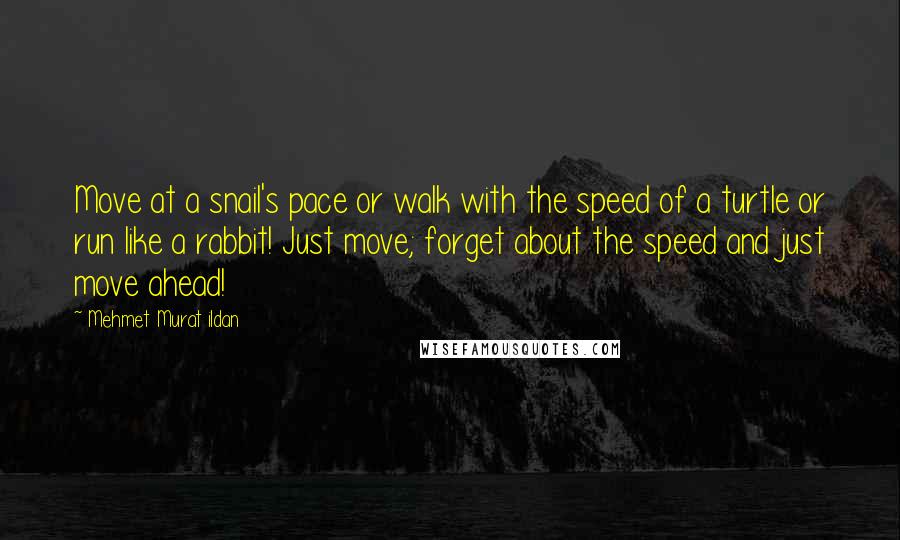 Mehmet Murat Ildan Quotes: Move at a snail's pace or walk with the speed of a turtle or run like a rabbit! Just move; forget about the speed and just move ahead!