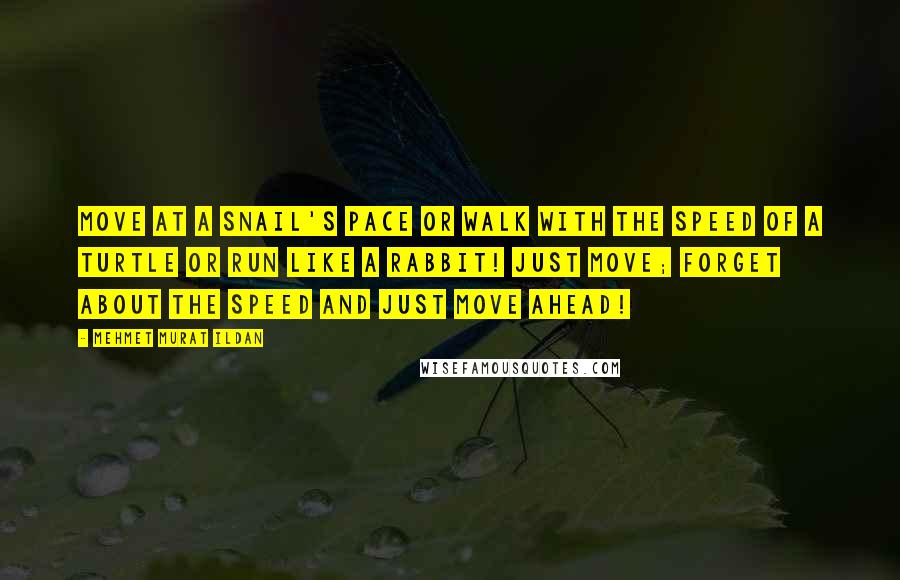 Mehmet Murat Ildan Quotes: Move at a snail's pace or walk with the speed of a turtle or run like a rabbit! Just move; forget about the speed and just move ahead!