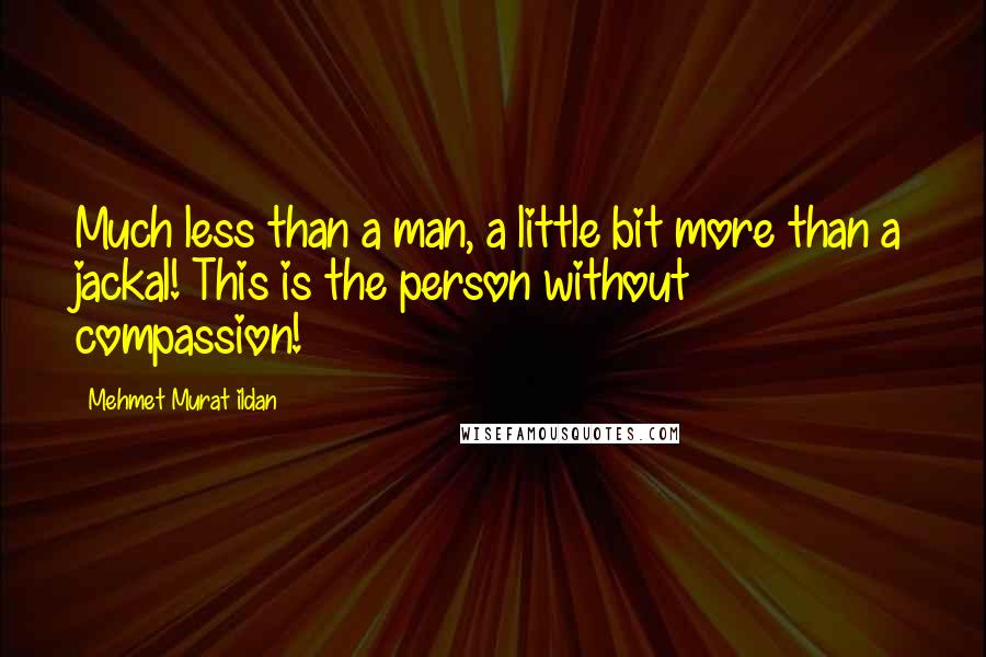 Mehmet Murat Ildan Quotes: Much less than a man, a little bit more than a jackal! This is the person without compassion!
