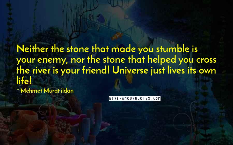 Mehmet Murat Ildan Quotes: Neither the stone that made you stumble is your enemy, nor the stone that helped you cross the river is your friend! Universe just lives its own life!