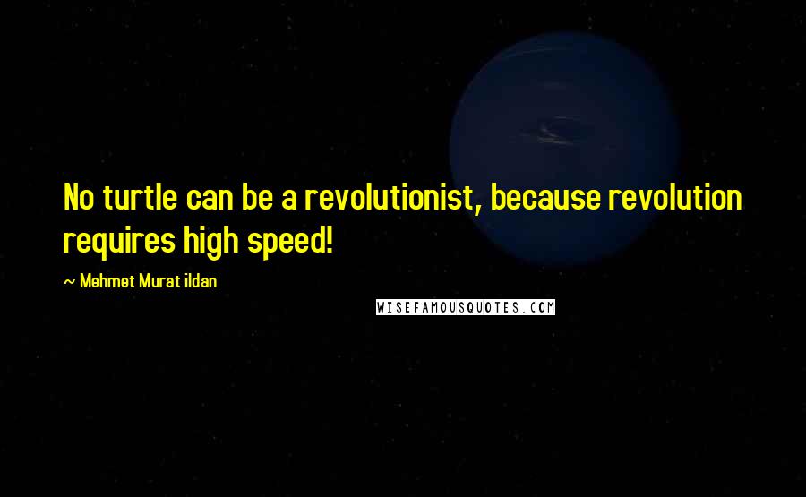 Mehmet Murat Ildan Quotes: No turtle can be a revolutionist, because revolution requires high speed!