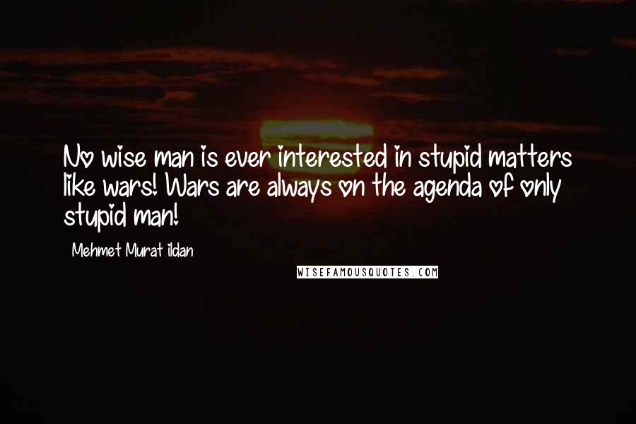 Mehmet Murat Ildan Quotes: No wise man is ever interested in stupid matters like wars! Wars are always on the agenda of only stupid man!