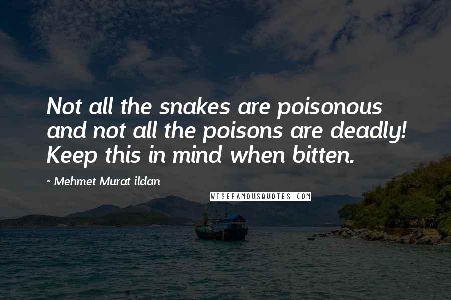 Mehmet Murat Ildan Quotes: Not all the snakes are poisonous and not all the poisons are deadly! Keep this in mind when bitten.