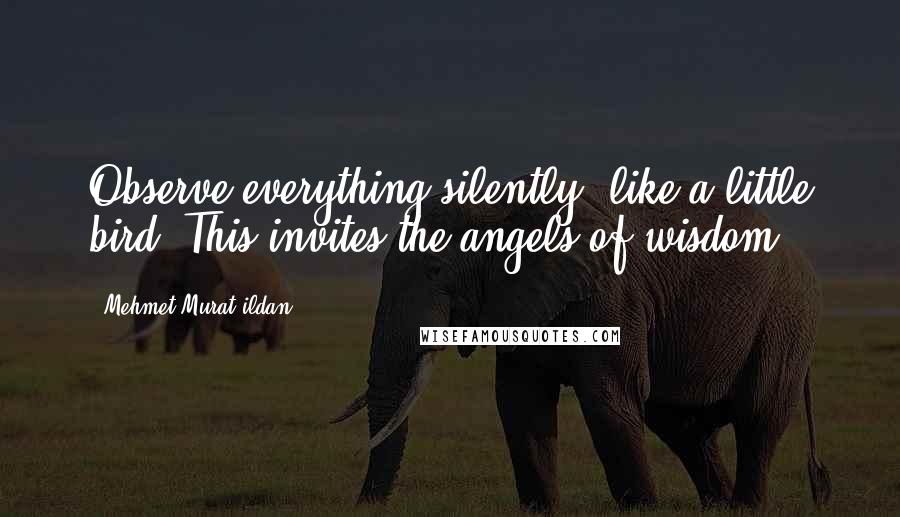 Mehmet Murat Ildan Quotes: Observe everything silently, like a little bird! This invites the angels of wisdom!