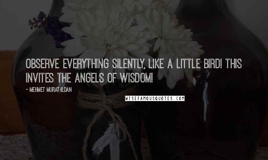 Mehmet Murat Ildan Quotes: Observe everything silently, like a little bird! This invites the angels of wisdom!