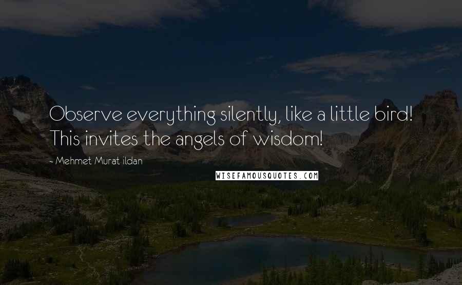 Mehmet Murat Ildan Quotes: Observe everything silently, like a little bird! This invites the angels of wisdom!