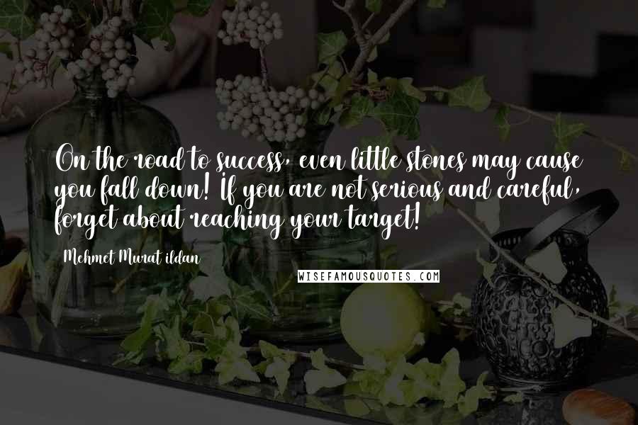 Mehmet Murat Ildan Quotes: On the road to success, even little stones may cause you fall down! If you are not serious and careful, forget about reaching your target!