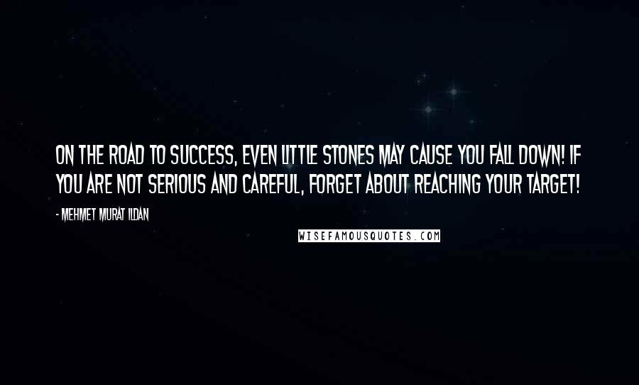 Mehmet Murat Ildan Quotes: On the road to success, even little stones may cause you fall down! If you are not serious and careful, forget about reaching your target!