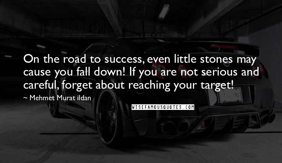 Mehmet Murat Ildan Quotes: On the road to success, even little stones may cause you fall down! If you are not serious and careful, forget about reaching your target!