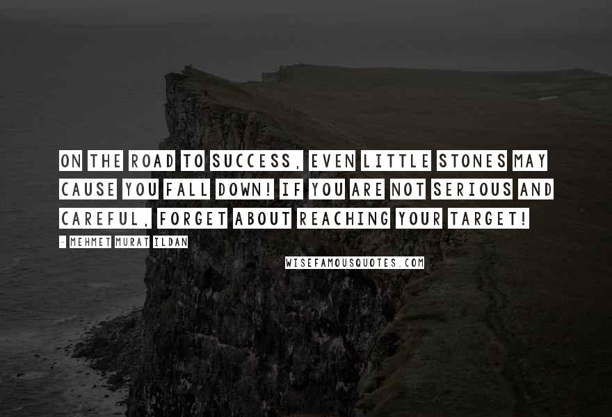 Mehmet Murat Ildan Quotes: On the road to success, even little stones may cause you fall down! If you are not serious and careful, forget about reaching your target!