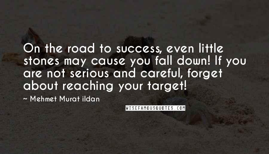 Mehmet Murat Ildan Quotes: On the road to success, even little stones may cause you fall down! If you are not serious and careful, forget about reaching your target!