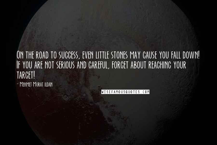 Mehmet Murat Ildan Quotes: On the road to success, even little stones may cause you fall down! If you are not serious and careful, forget about reaching your target!