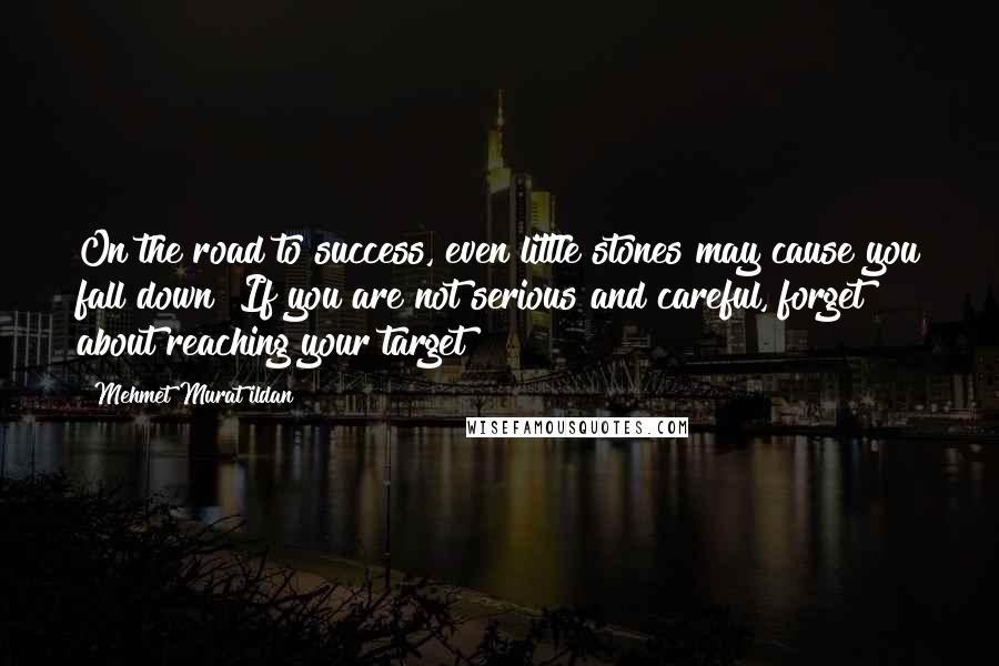 Mehmet Murat Ildan Quotes: On the road to success, even little stones may cause you fall down! If you are not serious and careful, forget about reaching your target!