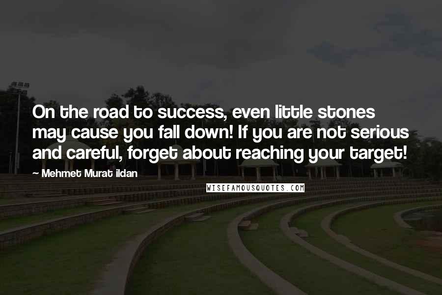 Mehmet Murat Ildan Quotes: On the road to success, even little stones may cause you fall down! If you are not serious and careful, forget about reaching your target!