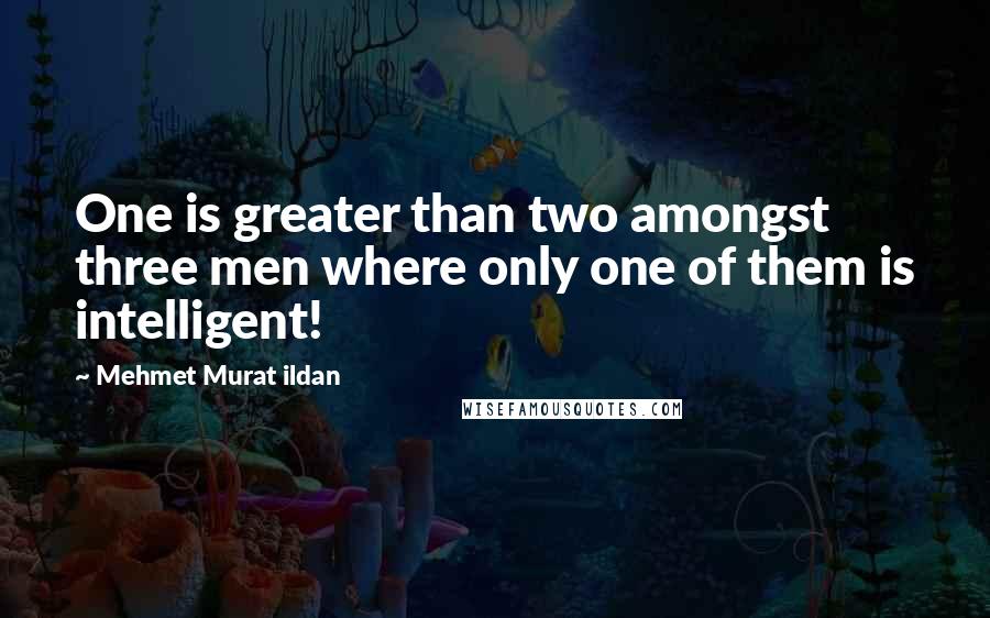 Mehmet Murat Ildan Quotes: One is greater than two amongst three men where only one of them is intelligent!