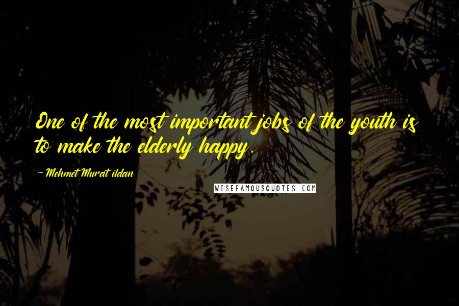 Mehmet Murat Ildan Quotes: One of the most important jobs of the youth is to make the elderly happy.