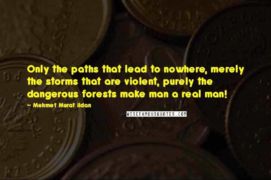 Mehmet Murat Ildan Quotes: Only the paths that lead to nowhere, merely the storms that are violent, purely the dangerous forests make man a real man!