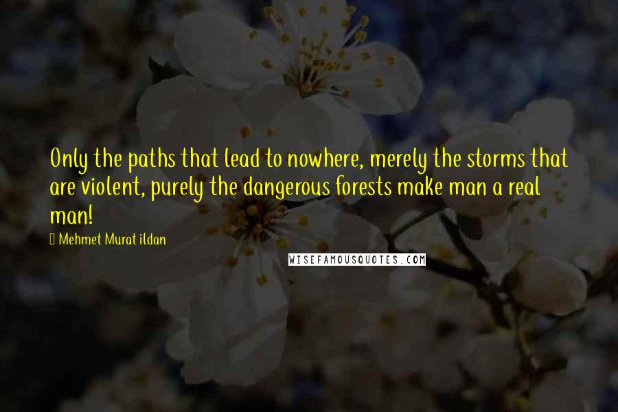 Mehmet Murat Ildan Quotes: Only the paths that lead to nowhere, merely the storms that are violent, purely the dangerous forests make man a real man!