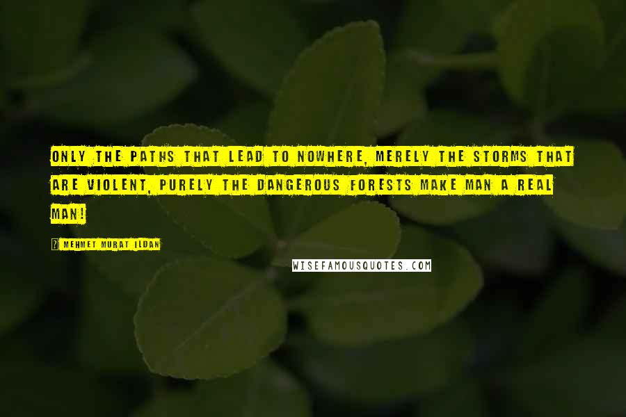 Mehmet Murat Ildan Quotes: Only the paths that lead to nowhere, merely the storms that are violent, purely the dangerous forests make man a real man!