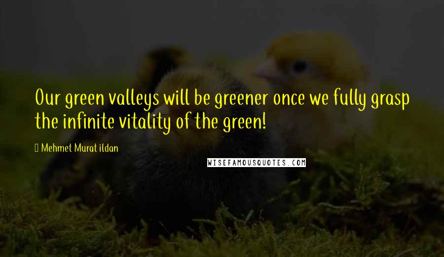 Mehmet Murat Ildan Quotes: Our green valleys will be greener once we fully grasp the infinite vitality of the green!