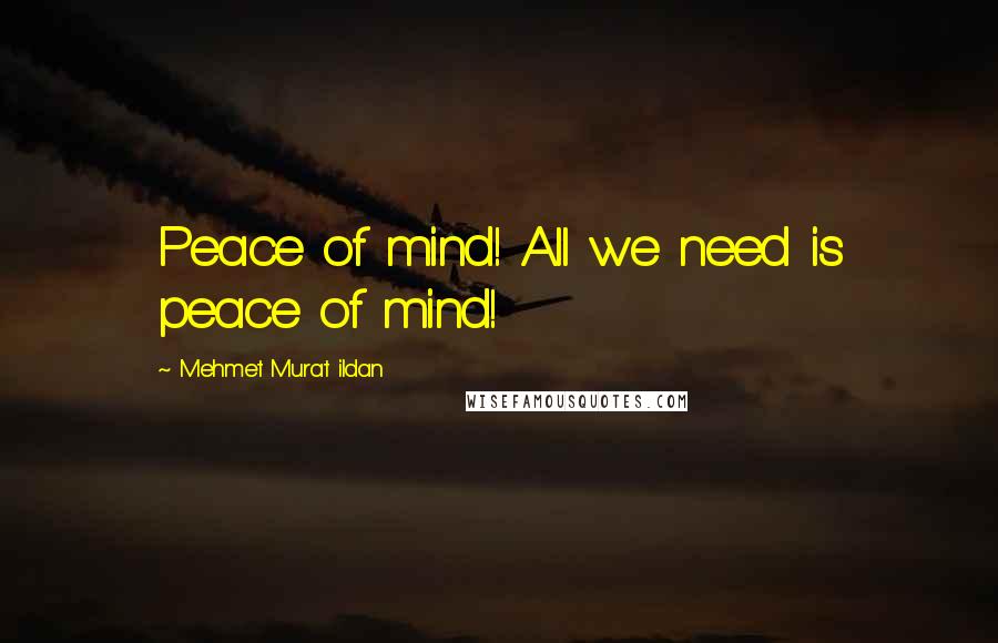 Mehmet Murat Ildan Quotes: Peace of mind! All we need is peace of mind!