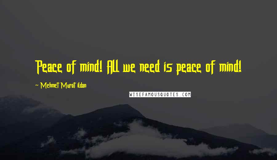 Mehmet Murat Ildan Quotes: Peace of mind! All we need is peace of mind!