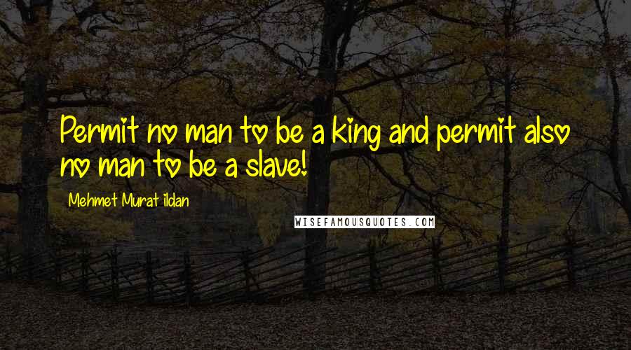 Mehmet Murat Ildan Quotes: Permit no man to be a king and permit also no man to be a slave!