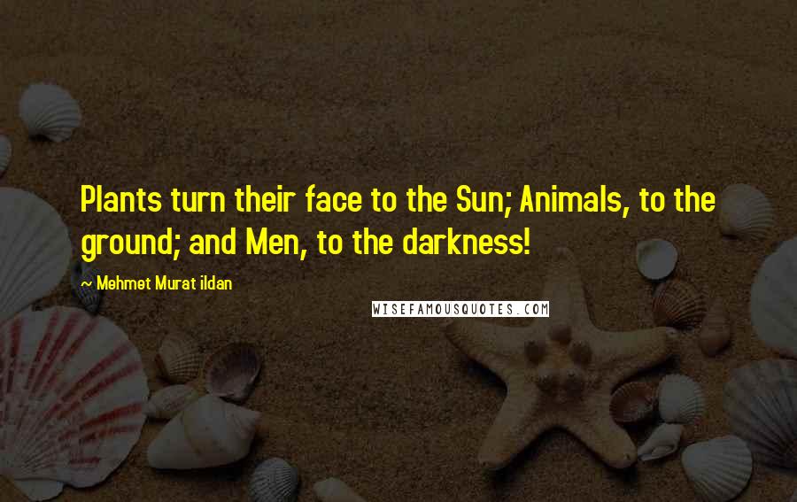 Mehmet Murat Ildan Quotes: Plants turn their face to the Sun; Animals, to the ground; and Men, to the darkness!