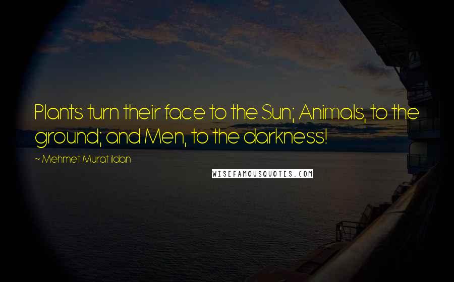 Mehmet Murat Ildan Quotes: Plants turn their face to the Sun; Animals, to the ground; and Men, to the darkness!