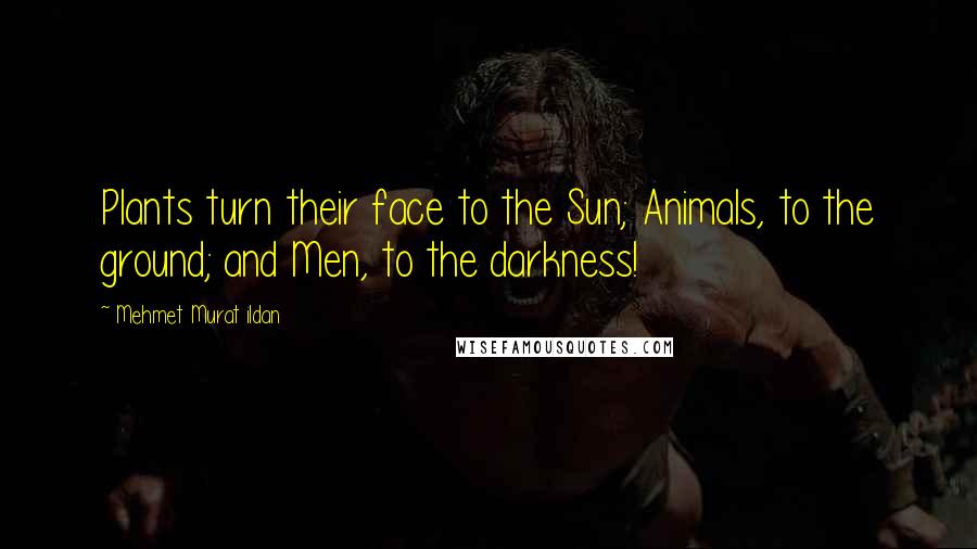 Mehmet Murat Ildan Quotes: Plants turn their face to the Sun; Animals, to the ground; and Men, to the darkness!